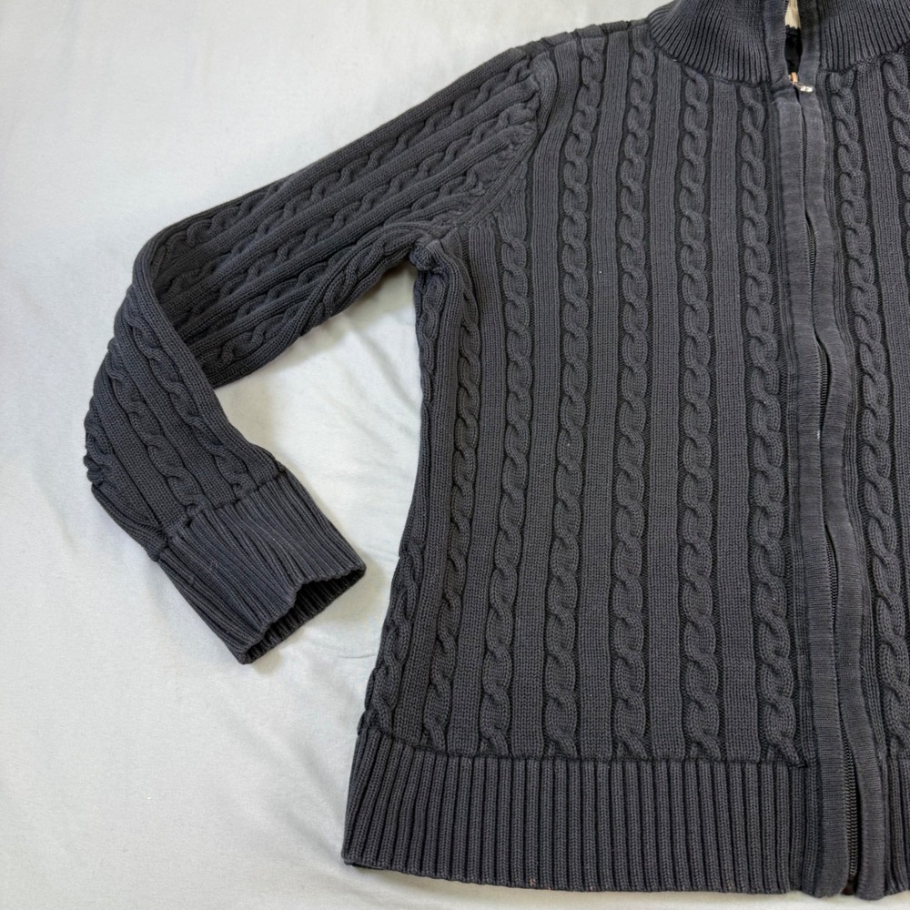 Ralph Lauren women's black Cable Knit Full Zip Crest Cardigan Sweater Large‎ - Picture 4 of 16